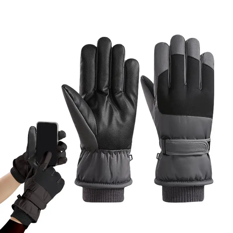 Womens Gloves For Cold Weather Waterproof Winter Gloves Warm Touchable Screen Ski Gloves Non-Slip Boys Winter Gloves