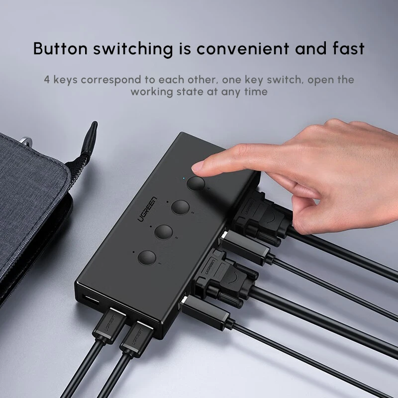 UGREEN VGA Switch KVM 4 in 1 uscita Switch KVM USB a 4 porte Supporto 1920 * 1440 @ 60 Hz per monitor TV PC