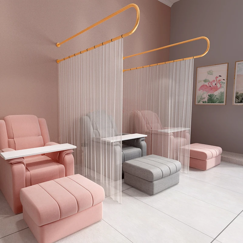 Beauty Salon Facial Bed U-Shaped Iron Partition Curtain Curtain Hundred Mesh Physiotherapy Bed Fence Curtain Support Frame