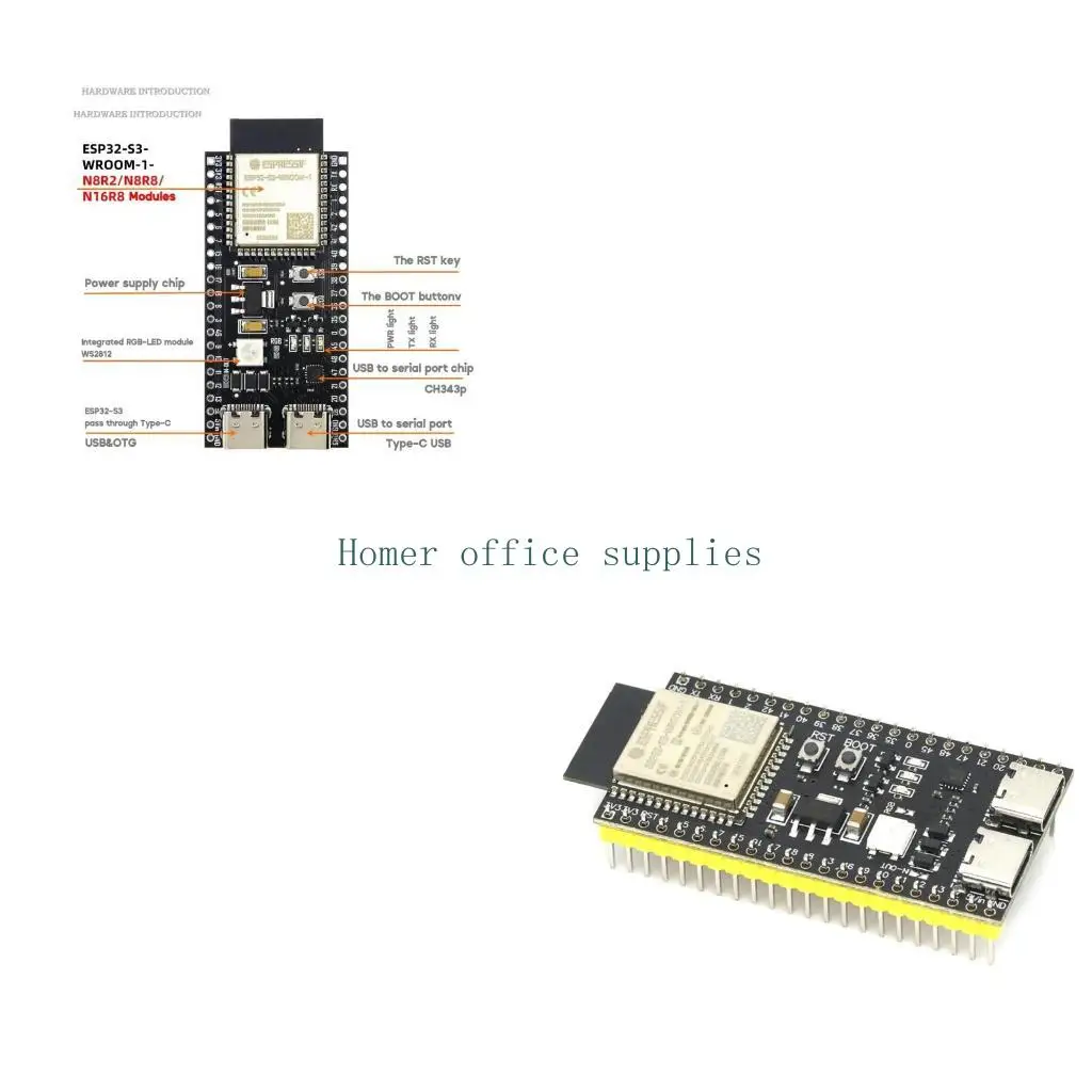 

K43B Dual- USB Type-C Development Board ESP32-S3-DevKit C N16R8 for Arduino-