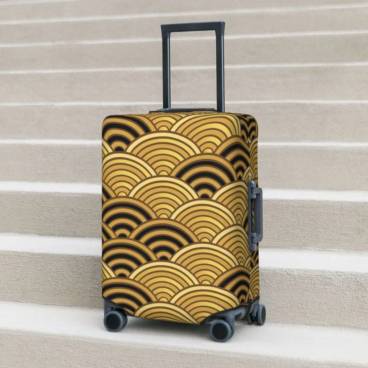 Japanese Wave Suitcase Cover Gold Seigaiha Business Holiday Useful Luggage Supplies Protector