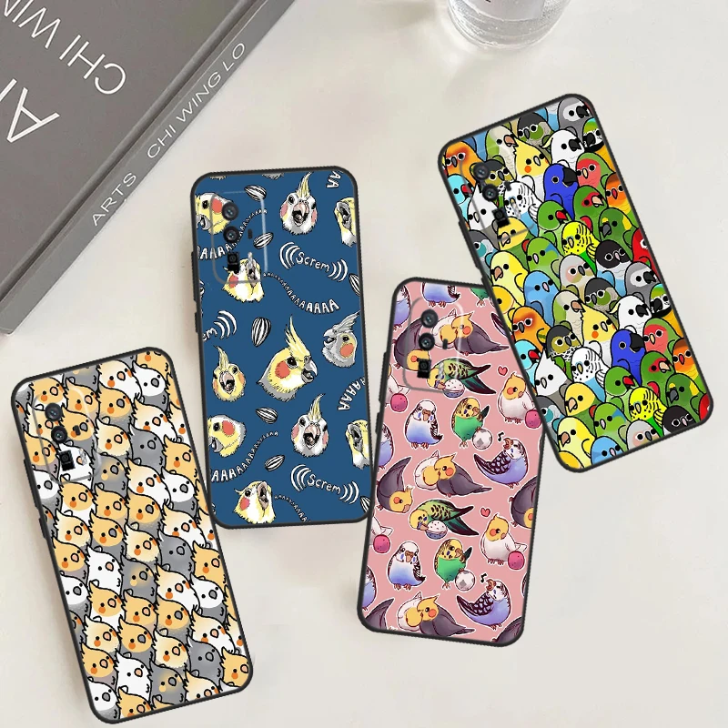 Cartoon Cockatiel Collage Case For POCO F5 X6 M6 Pro X3 X4 X5 F3 F4 M5s Xiaomi Mi 13 14 13T Pro 11T 12T 12 Lite Cover