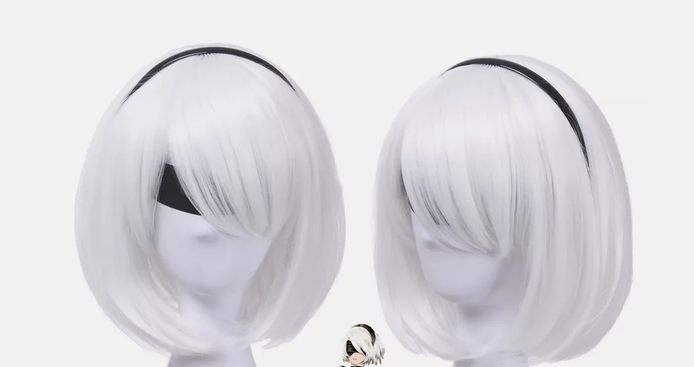 NieR Automata 2B YoRHa No. 2 Short Straight White Cosplay Wig Bob Hair Wigs