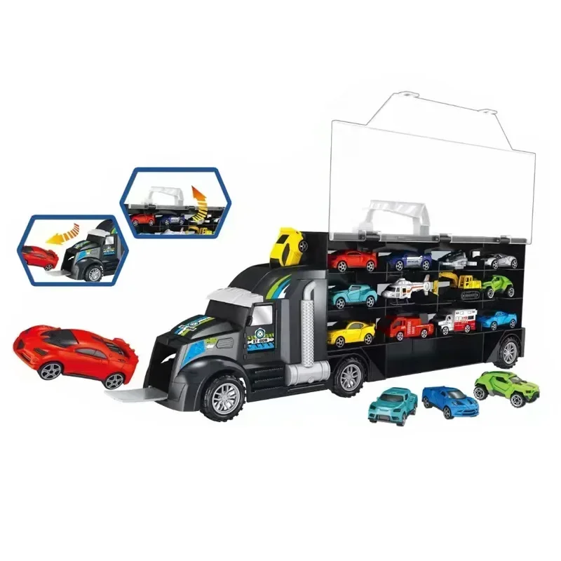 Big Container Truck Set with Mini Cars Toys for Boy Slide Vehicle Storage Car Carrier Truck Model Toys Perfect Childern Gift