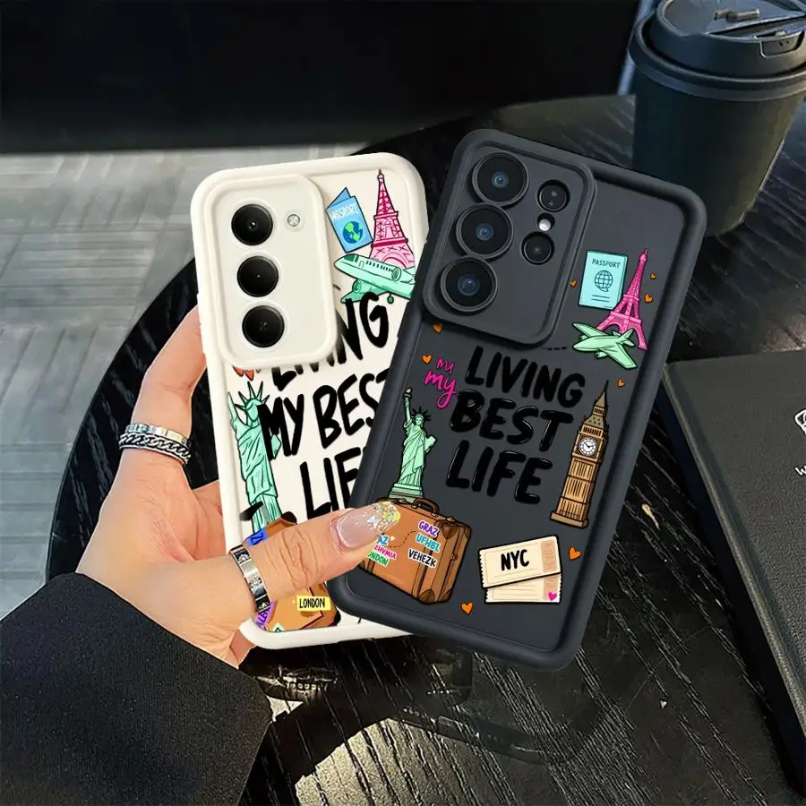 Phone Cover Case for Samsung Galaxy A23 A53 A54 A34 A56 A51 A73 A35 A36 A71 A72 A26 A32 A15 A16 A12 A13 Airplane Travel Diary - view 4