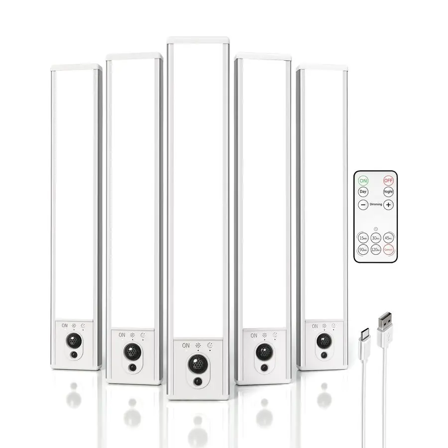 

EZVALO 5 Pack Under Cabinet Lighting, Rechargeable Motion Sensor Light, LED Closet Lights Wireless, 5700K Dimmable, Timer, Magn