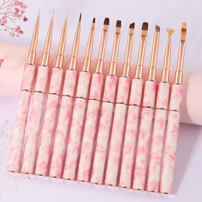 

Pink Nail Art Brushes Set Professional Gel Nail Polish Thin Liner Flower Painting Drawing Manicure Tools Accessory