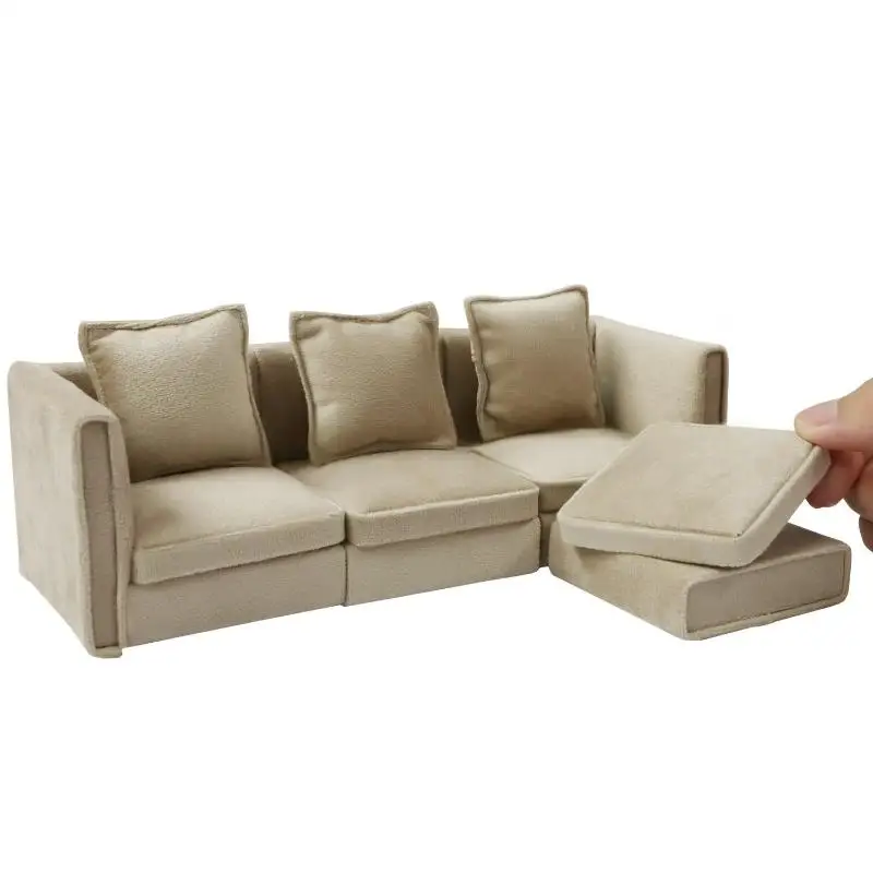 1 Set 1:12 Mini Mobili per casa delle bambole Simulazione Sedie da soggiorno in miniatura Latte Albicocca Divano ad angolo Bambini Giochi di imitazione Decorazioni fai da te