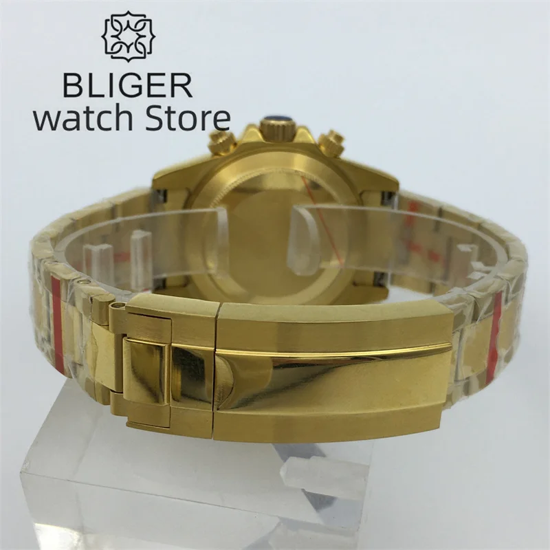 BLIGER Top Brand Men Quartz Watches Sapphire Glass Automatic Date Chronograph Japan VK63 Waterproof Watch Reloj Hombre