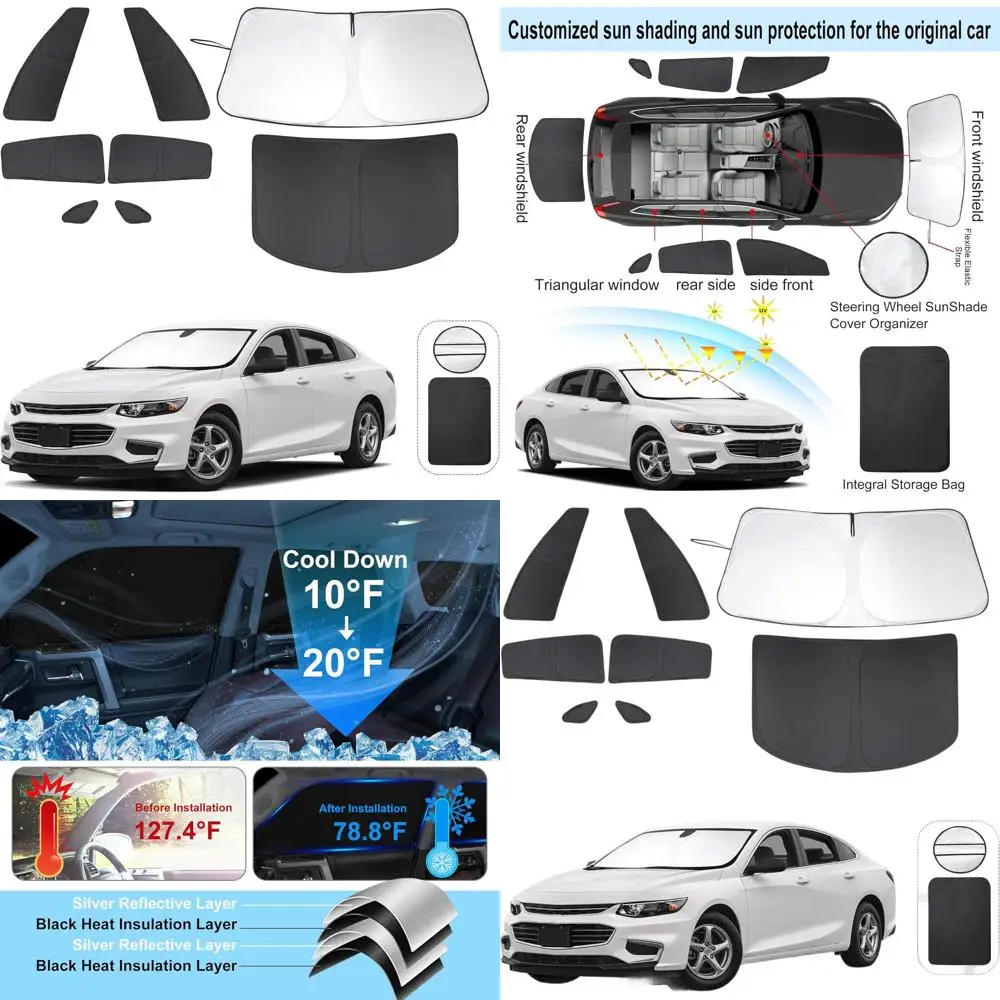 

Chevrolet Malibu 2016-2025 Side Window Covers, Full Set Camping Sunshades, UV Protection, Privacy, 8 Pieces