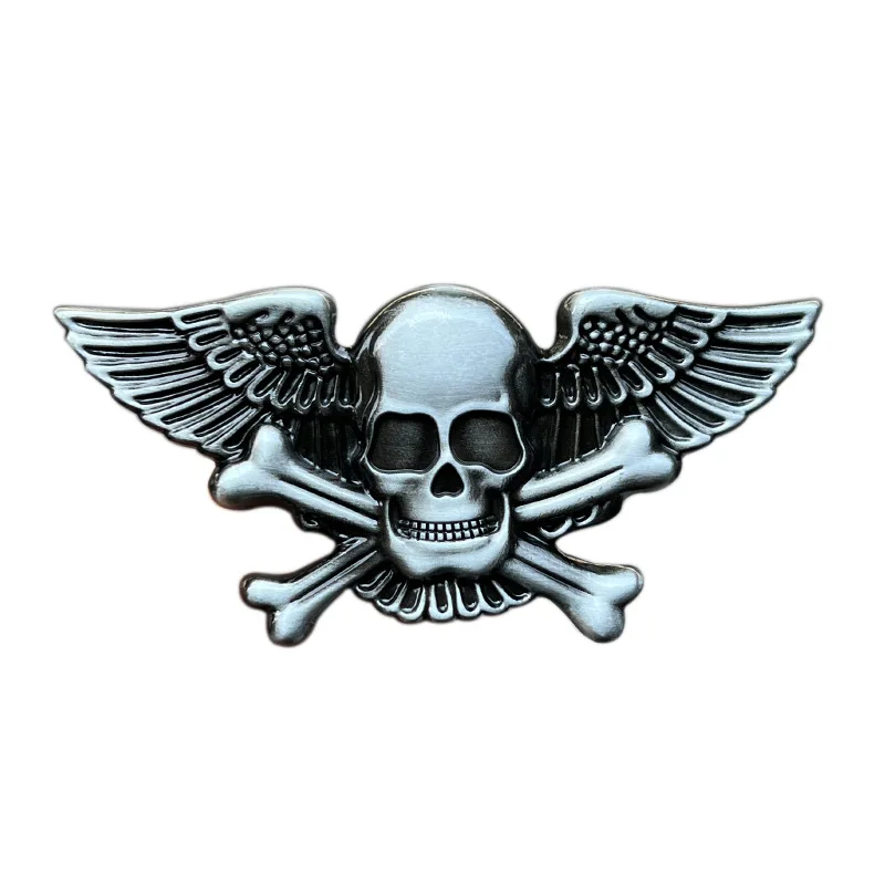Hebilla de cinturón con ala de calavera estilo occidental