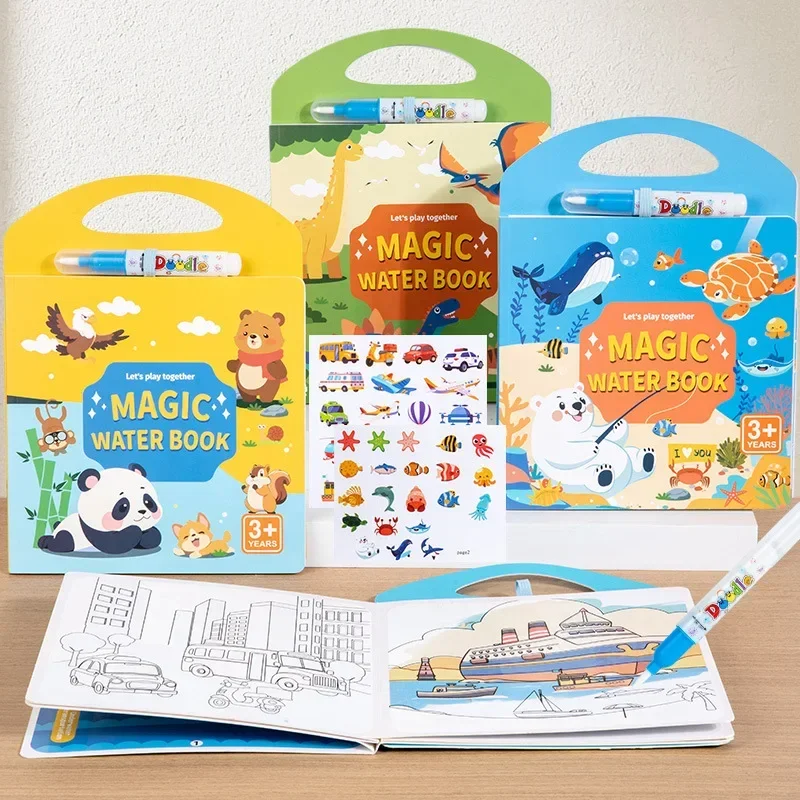 

2025 High Quality Hot Selling Reusable Magic Water Book Doodle Coloring Book Water Activated Painting Activity Book Creative Art