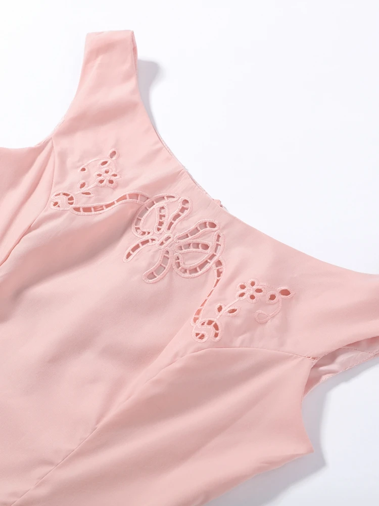 Schulterfreies, besticktes, tailliertes langes Kleid für Damen – Luxuriöses, weit ausgestelltes, schmales Party- und Abendkleid – Elegantes Damen-Vestido Longos – Detail 6