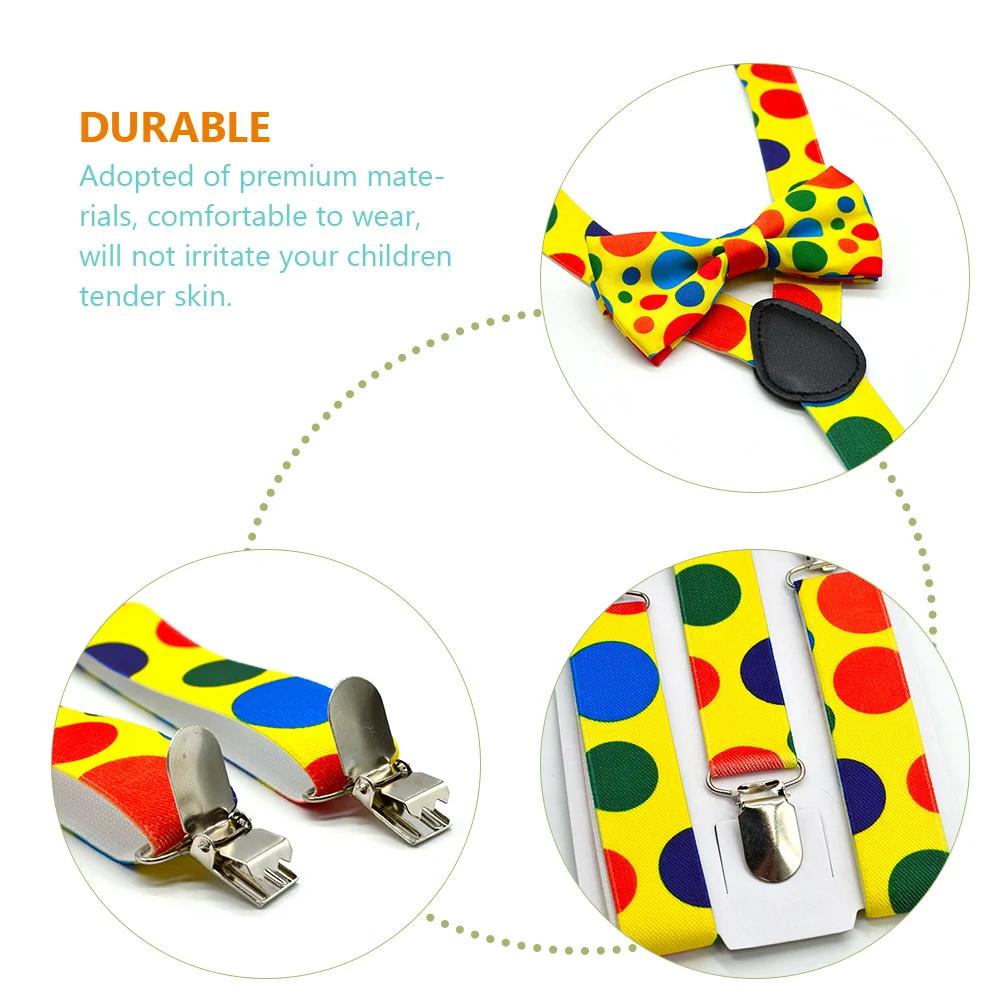 Elastic Kids Suspender Bow Tie Set Child Accessories Halloween Party Favors Cosplay Clown Toddler Suspenders Kit