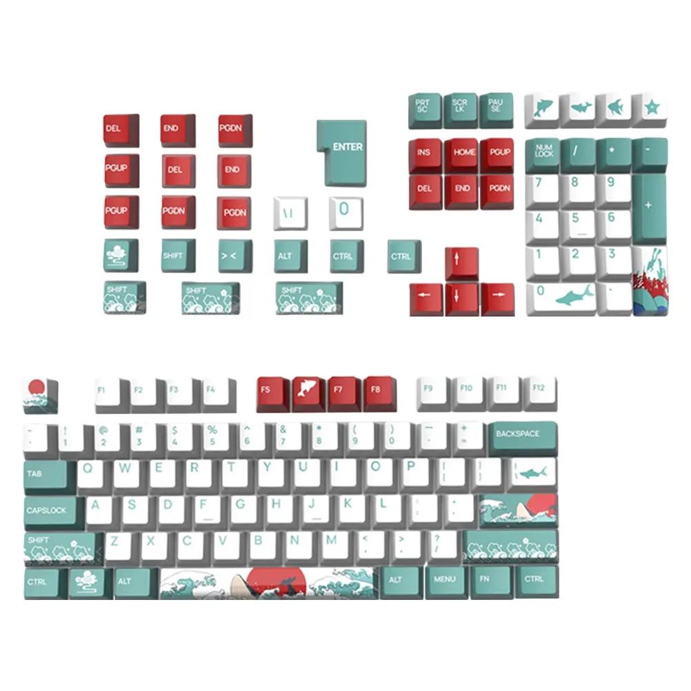 

129pcs Coral Sea Keycaps Durable Plastic Sublimation Gaming Keyboard Full Set XDA Profile Mechanical Computer Accessories