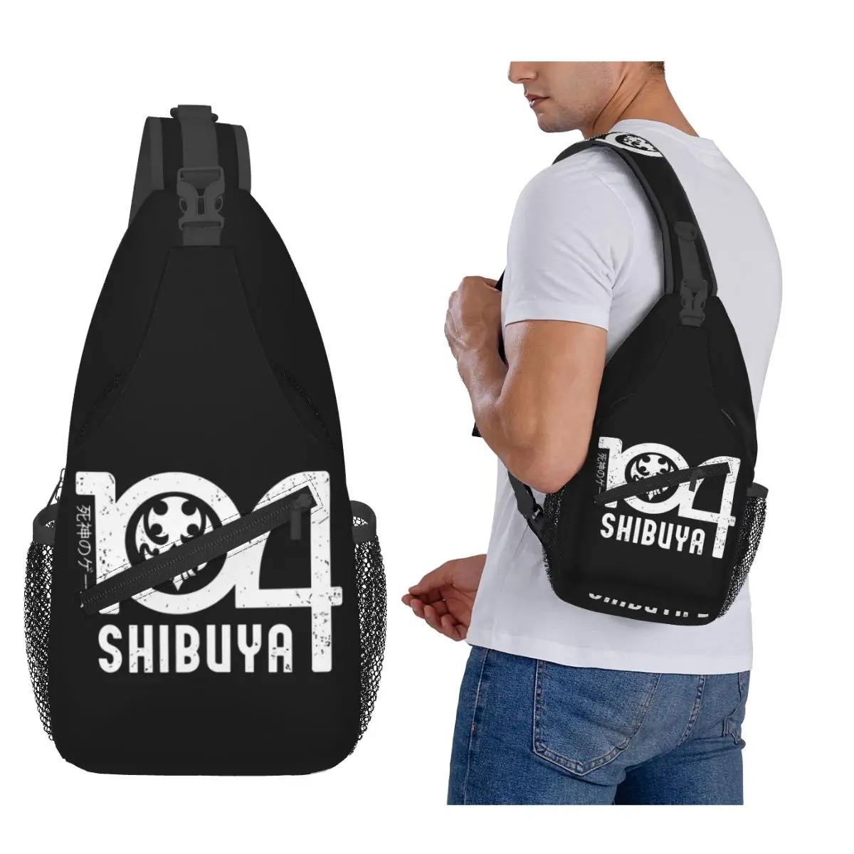 

Neo The World Ends With You 104 Shibuya Grunge Chest Bag Men Sling Crossbody Backpack Chest Bag Traveling Daypack Shoulder Bag