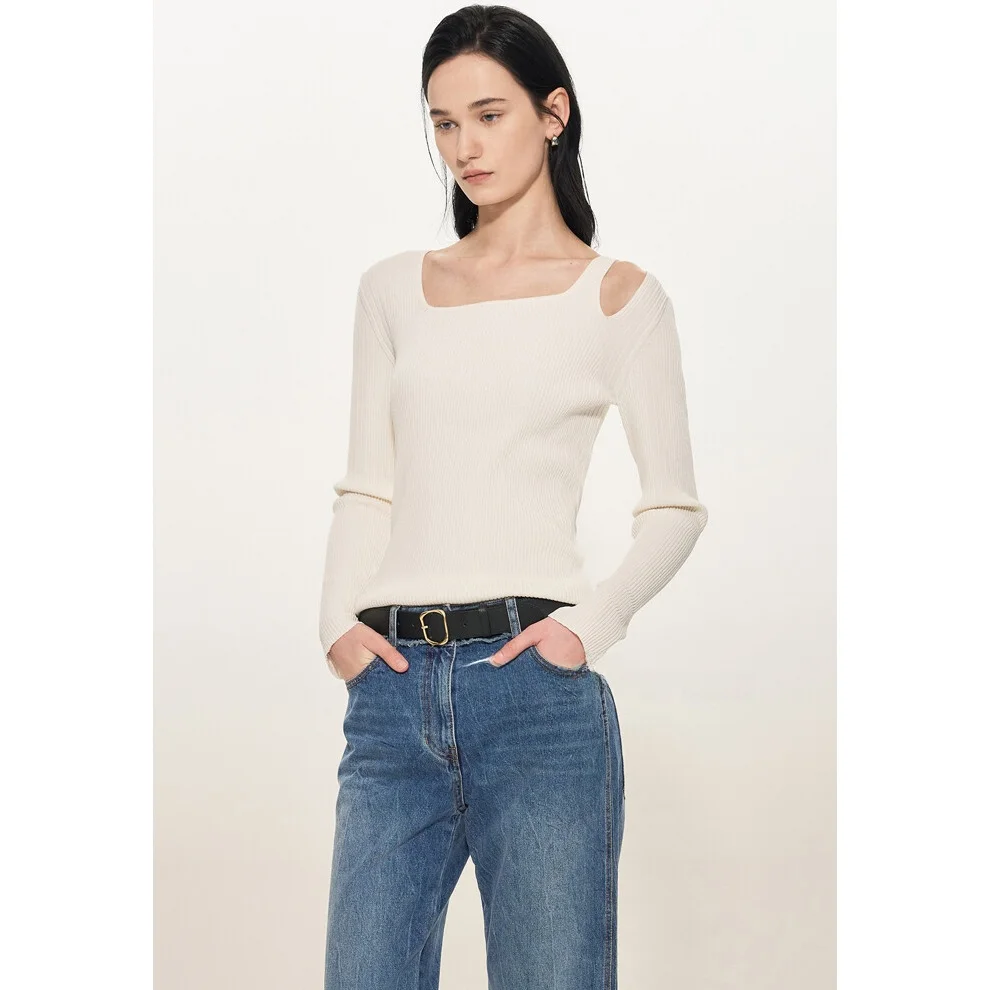 oulder バードニットセーター弾性 Neline 通勤多用途ウールベースレイヤー小さな irt 韓国 Sle ロング Sve