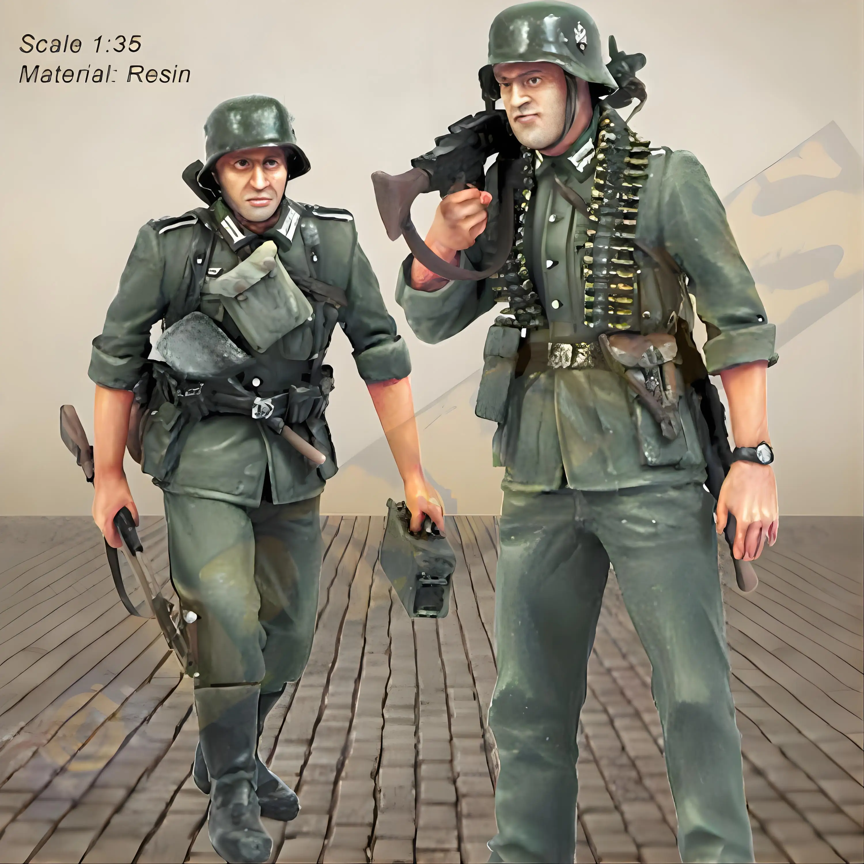 1/35 WWII Resin Soldier Model Kits 2-Figure Fantasy Themes GM Action Figure Soldier Colorless and Self-Assembled In Stock