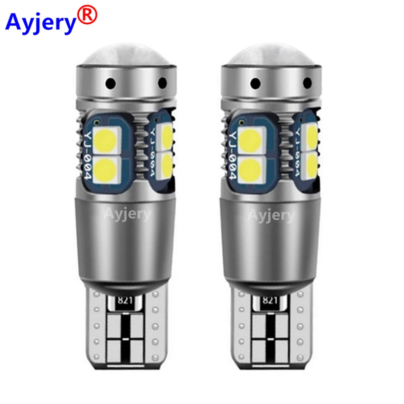 

100pcs T10 W5W Canbus No Error 10 SMD 3030 LED Lights Wedge Bulb High Power Car Parking Fog Lamp Auto Clearance Lights 12V