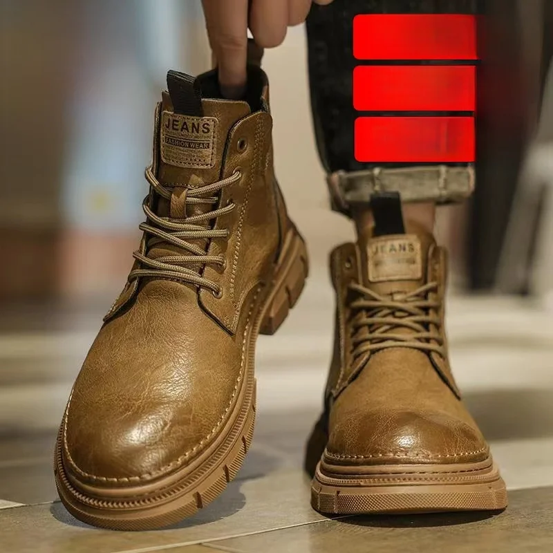 

Men's Casual Fashion Boots Top Layer Cowhide Fleece Lined Workwear Retro Style Available Uppers in Various Colors