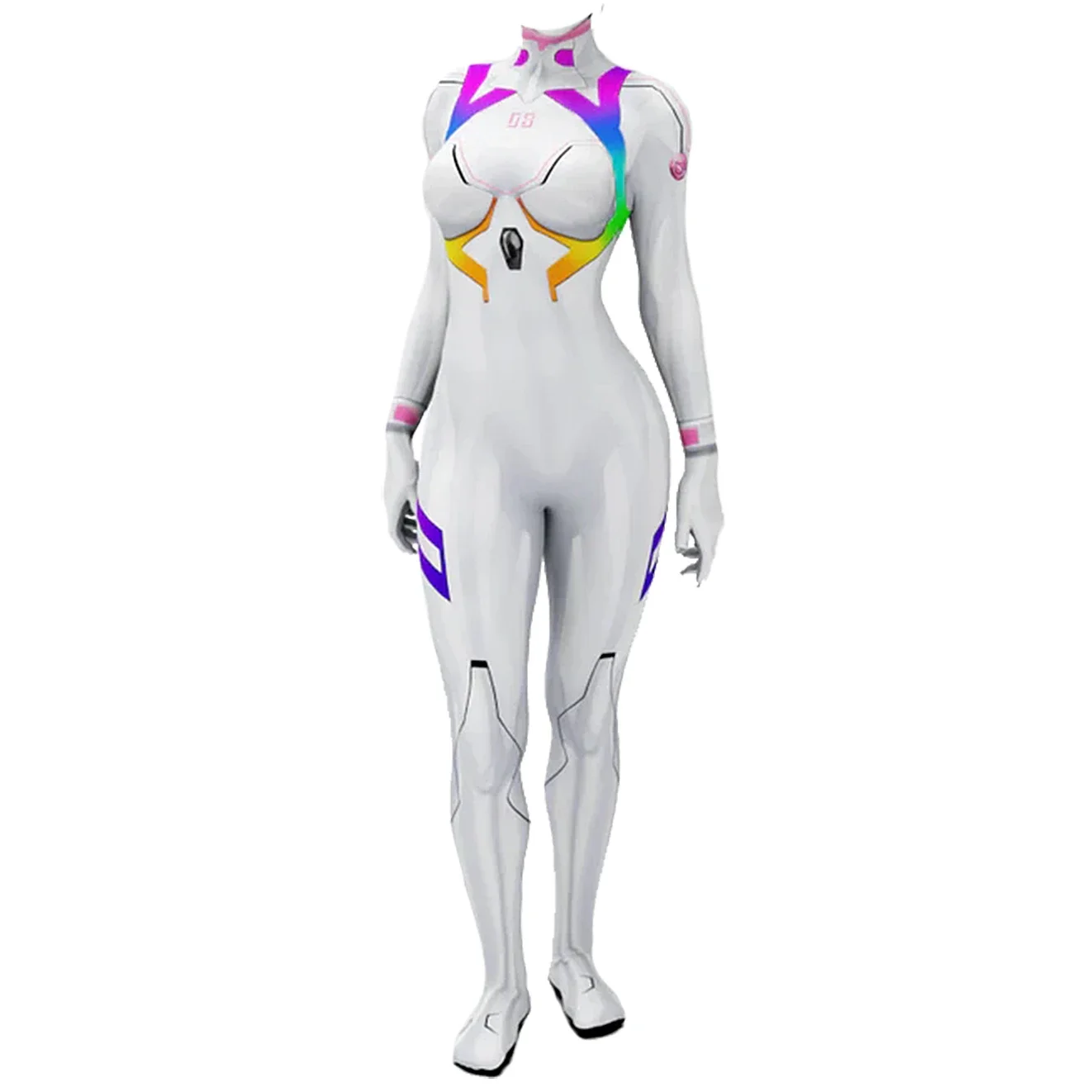 Eva 02 Vrouw Cosplay Kostuum Superheld Vrouwelijke Meisjes Bodysuit Catsuit 3d Bedrukt Regenboog Spandex Zentai Outfit Halloween Kostuum