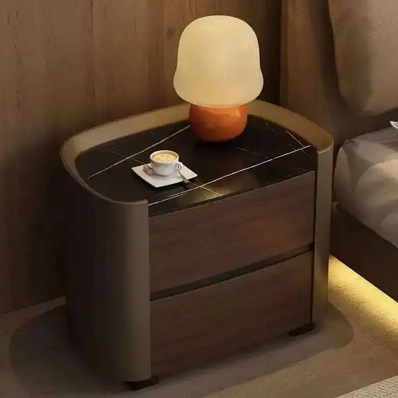 Room Bedside Bedroom Storages Storage Table New Living Color Contrast Rock TV Double-layer Side Board Cabinet Cabinets