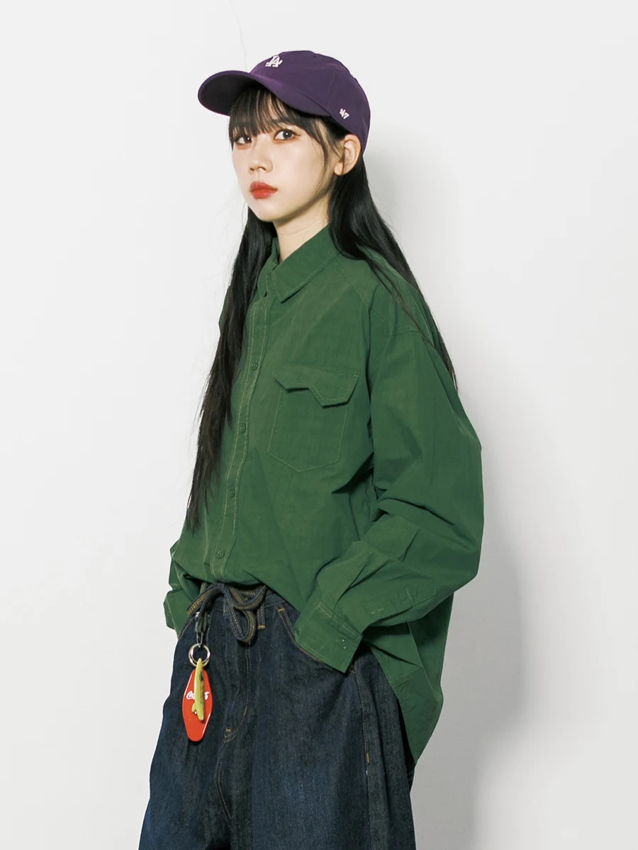 

Street Sle Свободный крой Long Sve Cotton Work irt Женская клетчатая повседневная цветная верхняя одежда на пуговицах Весна Осень