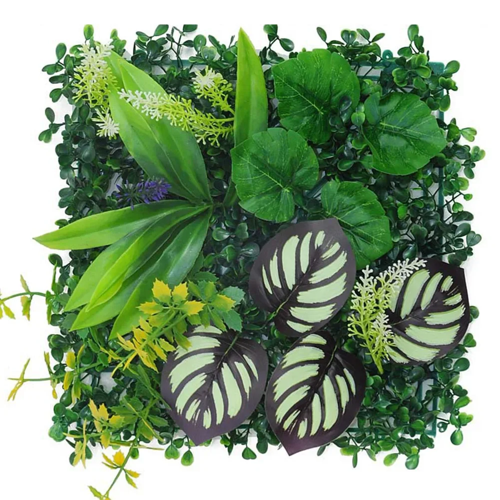 Indoor And Outdoor UV Resistant Artificial Plant Wall Panel Greenery Privacy Fence Screen With Realistic Foliage 25x25 Cm Size