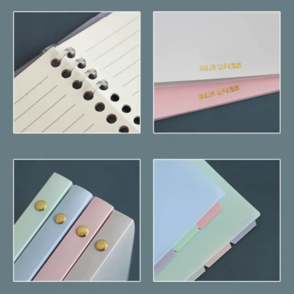 Soft A5 Binder Notebook with Pastel Index Divider Refillable Ledger Inner Page Pastel Color Removable Loose Leaf Notebook