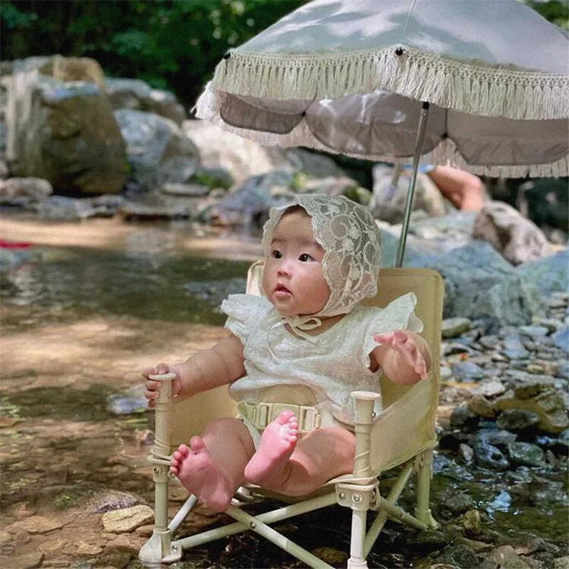 Lace Bohemian Children Outdoor Stroller Sunshade Baby Beach Chair UV Protection Umbrella Children Photography Props Set