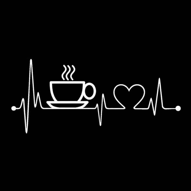 Coffee Sup Heartbeat Fashion Vinyl Stickers Car Accessories Black/Silver 17cm*7.6cm