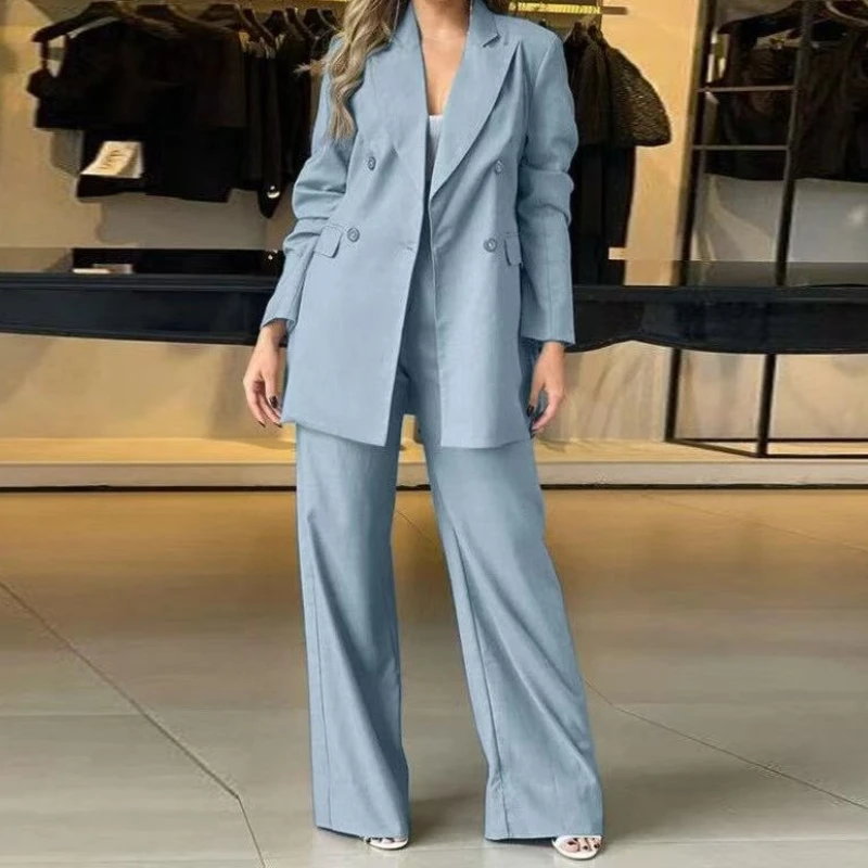 Set blazer in 2 pezzi da donna Office Lady Blazer con risvolto con visiera Abiti eleganti pantaloni a vita alta 2 pezzi Completi Set di pantaloni alla moda 2025