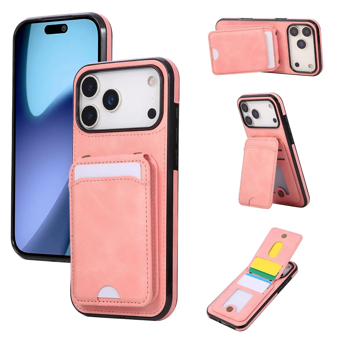 

High Cost-effective Leather Card Slot Pocket Wallet Case For iPhone 11 12 13 14 15 16 17 Pro Max Plus Purse Shell Phone Cover