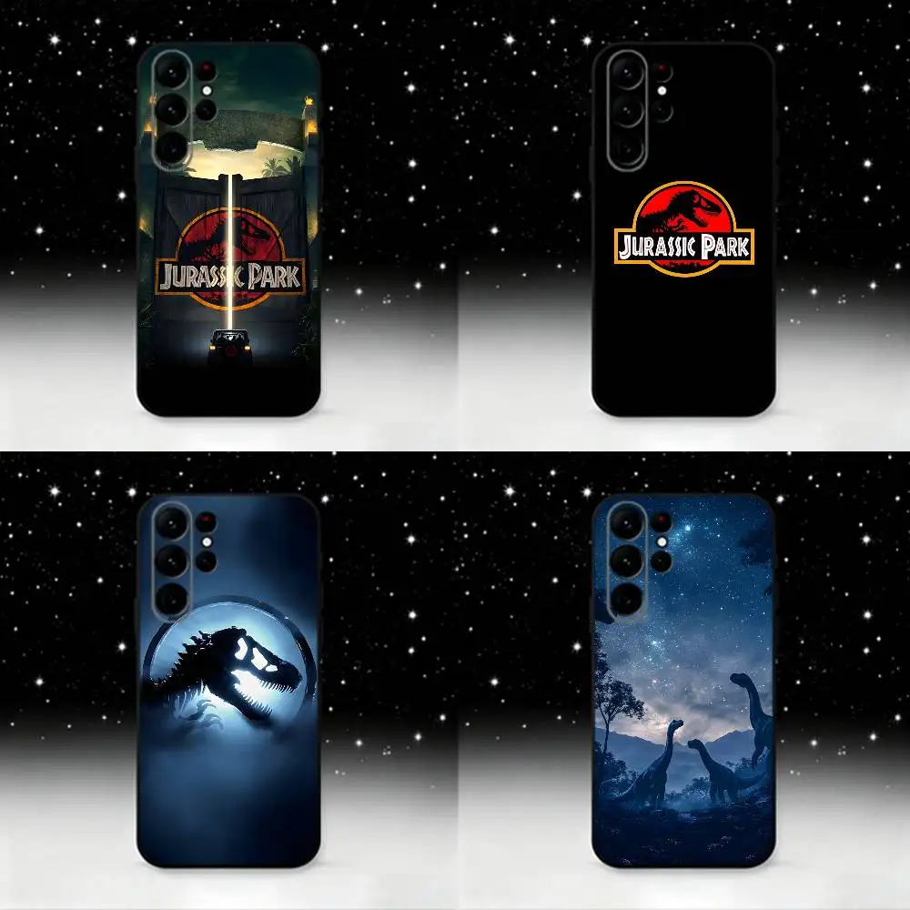 

J-JurassicS P-Park Phone Case For Samsung S25,S24 Ultra,S20,S30 plus,S22 plus,S23,S30 Ultra 5G Silicone Black Shell