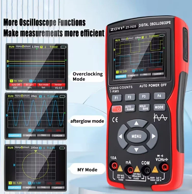 ZOYI/ZT703S3in1 Digital Multimeter 50MHz Bandwidth 280MS Dual Channel Storage 3.5 Inch Multimeter Handheld Oscilloscope