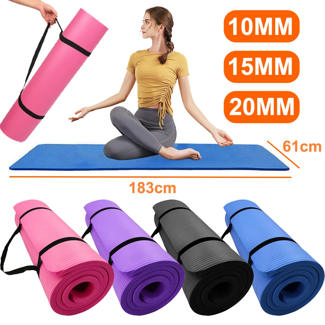 PORIYA 10/15/20 mm dickes Yoga-Matte-Pad, NBR, rutschfest, für Übungen, Fitness, Pilates, Fitnessstudio, langlebig
