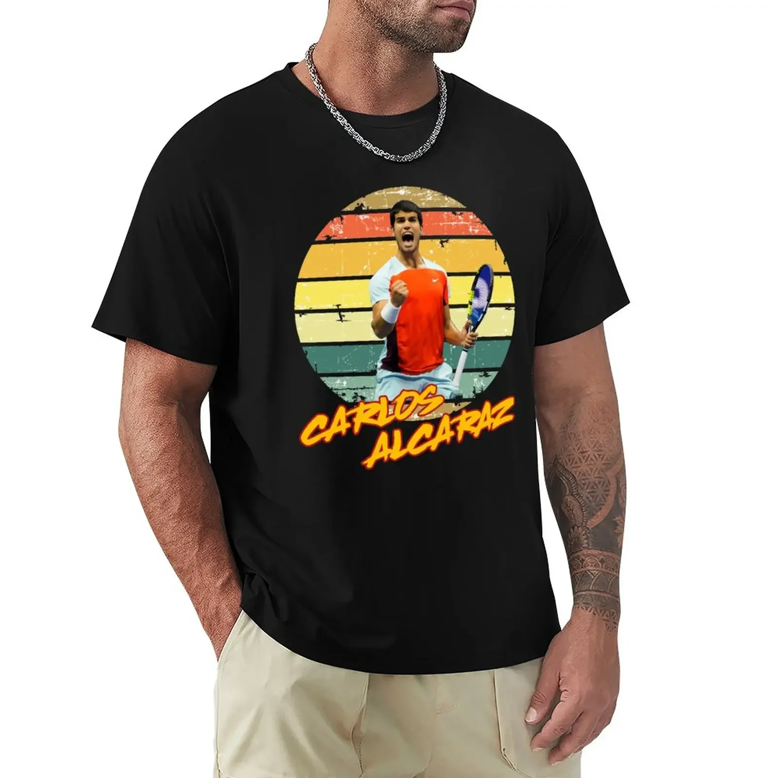 carlos alcaraz spain design T-Shirt Short sleeve tee for a boy men clothings sports fans customs Men's t-shirt