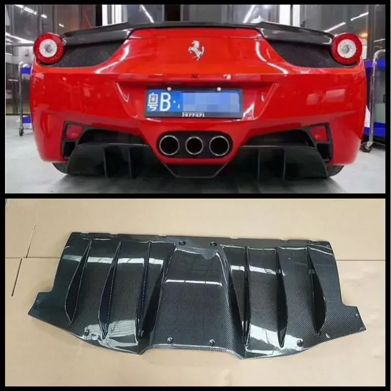 Real Carbon Fiber Rear Bumper Side Spoilers Lip Trunk Diffuser For Ferrari 458 2011 2012 2013 2014