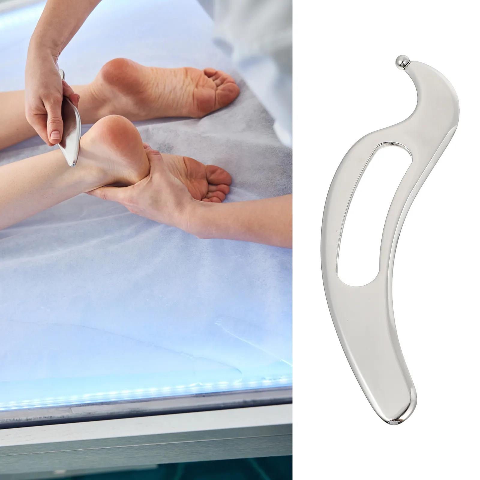 

1 шт. Инструмент для скребкового массажа фасций, высококачественная массажная доска Гуаша из нержавеющей стали, для снятия мышечной боли, скребок для тела