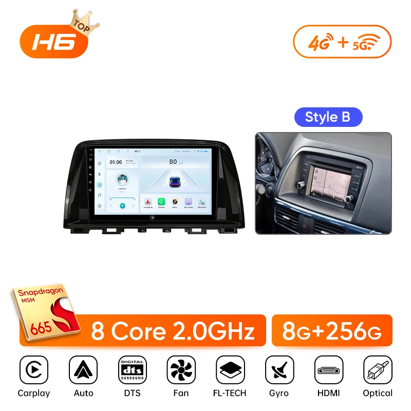 Ainavi autoradio voor Mazda CX5 CX-5 2012 2013 2014 2015 draadloze Carplay Android Auto stereo multimediaspeler WiFi 4G 2 Din