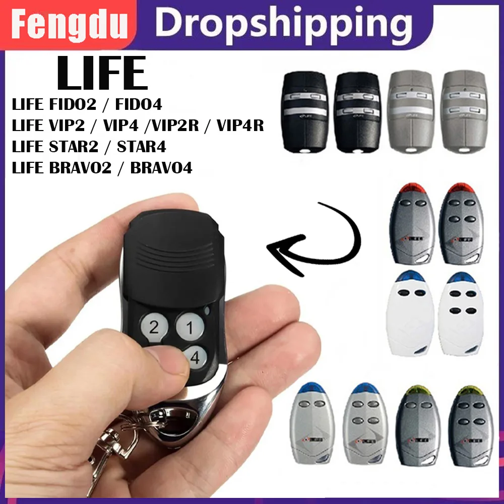 Remote Control Garage Door 4 Button 433.92MHz LIFE VIP2 VIP4 VIP2R VIP4R STAR2 STAR4 BRAVO2 BRAVO4 Garage Door Opener