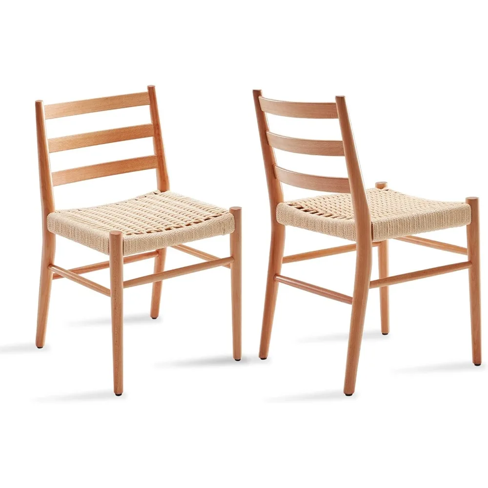 

Wood Rattan Dining Room Chairs with Comfortable Woven Seat,Fully-Assembled