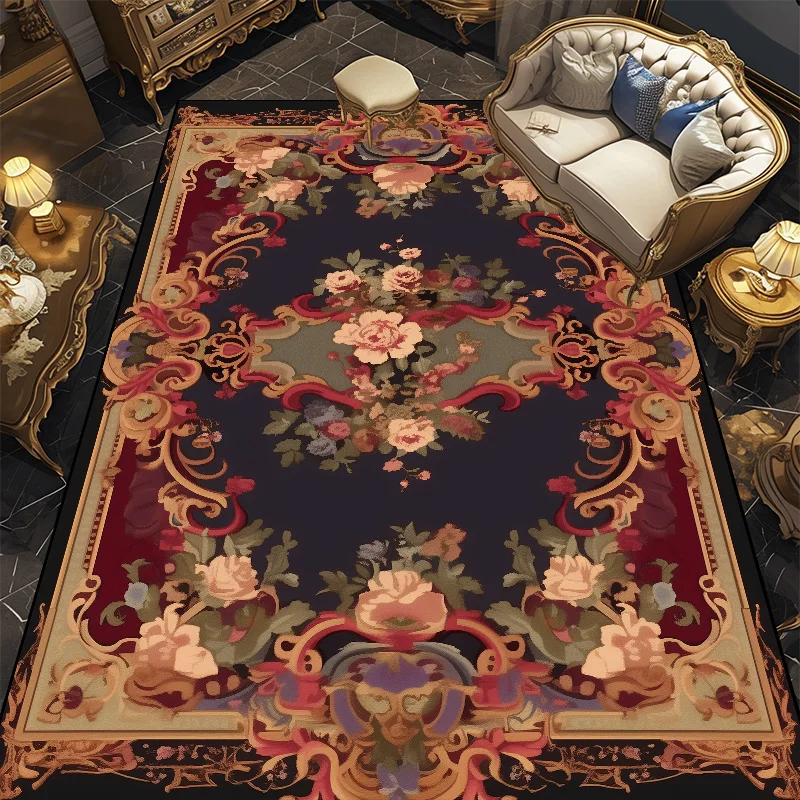 Noble European Style Carpet in The Living Room Soft Coffee Tables Mat Decoration Bedroom Non-slip Large Rug Bedside Mat Washable