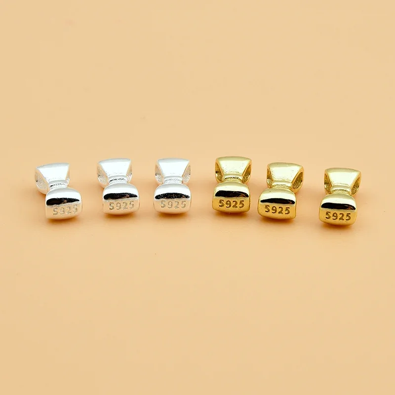 S925 Sterling silver double row bow bead small fresh septs hand-woven diy accessories beaded material