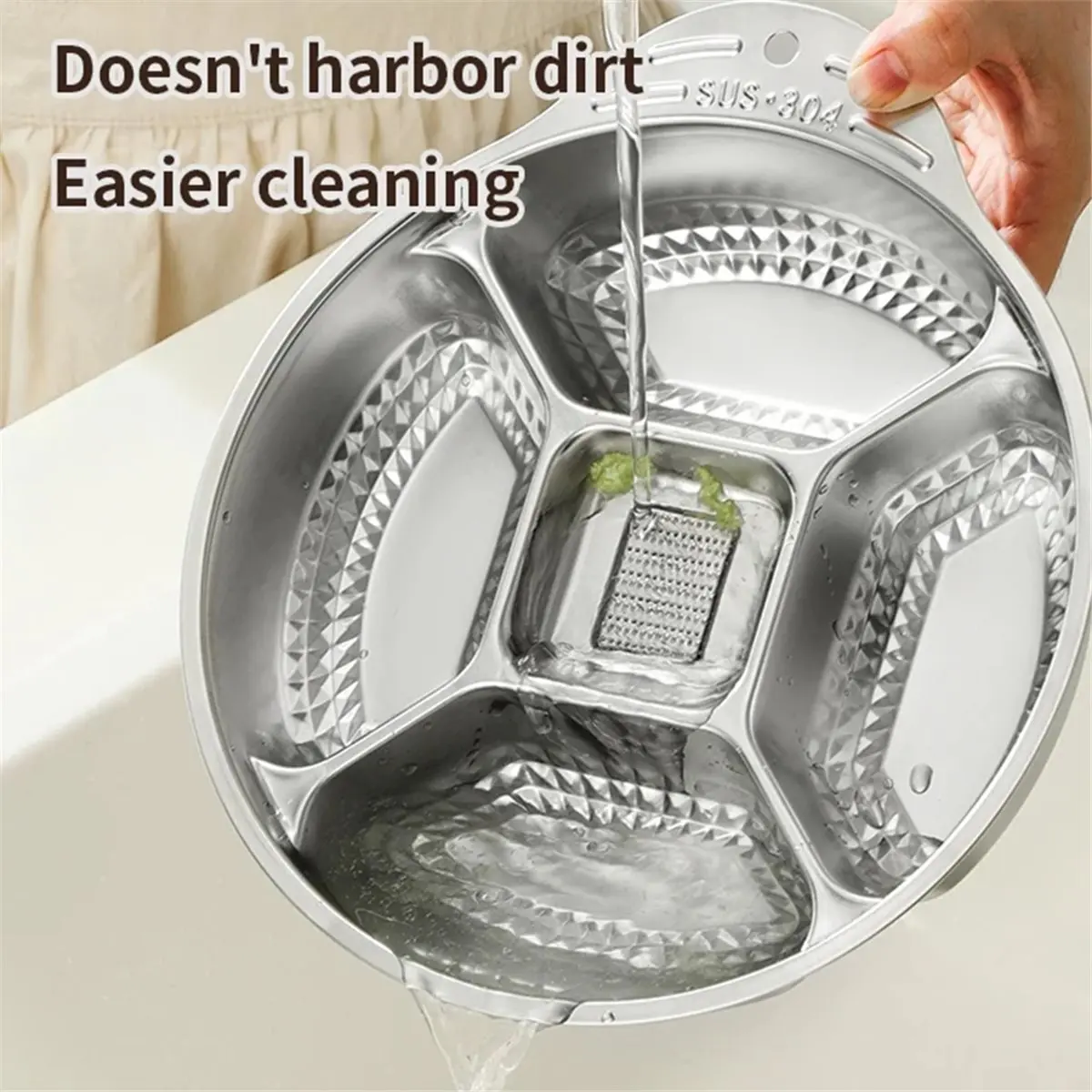 304 Stainless Steel Multi-Use Colander Ideal for Rice Fruits Salads Space-Efficient and Easy to Clean