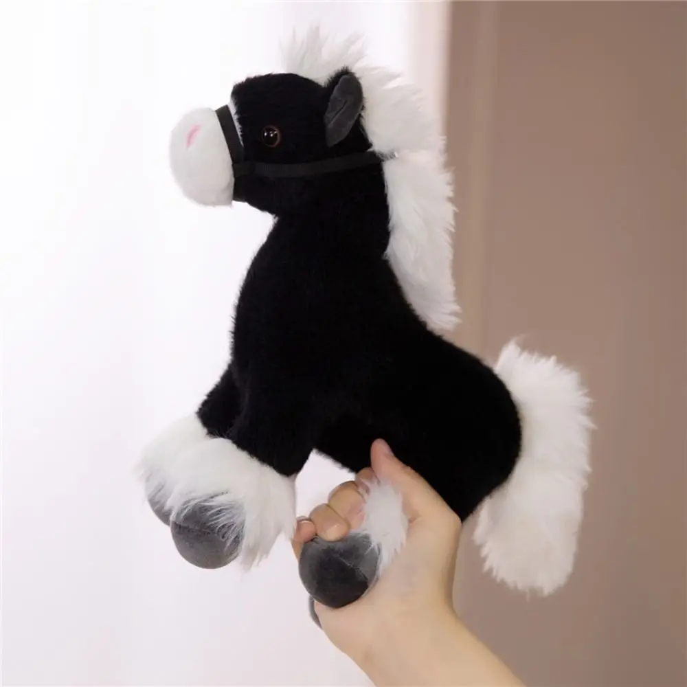 PP Cotton Realistic Horse Plush Toys Fluffy Soft Stuffed Standing Warhorse Doll Collection Portable Horse Mascot Stuffed Animal