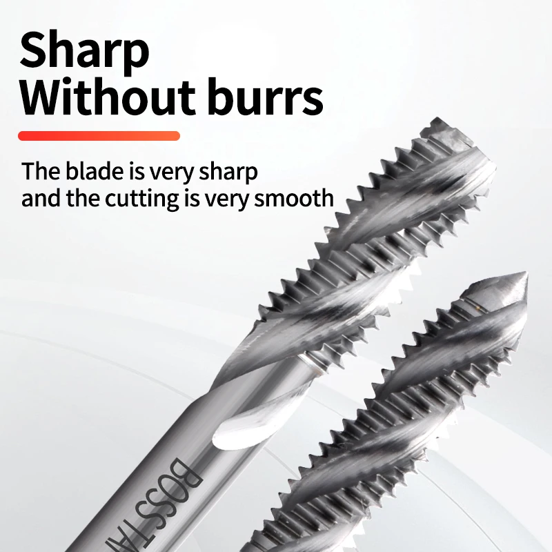 BOSS TAPS Carbide Tungsten Steel JIS Standard Spiral Fluted Tap M2 M3 M4 M5 M6 M8 Machine Screw Thread Taps For HRC 55° - 62°
