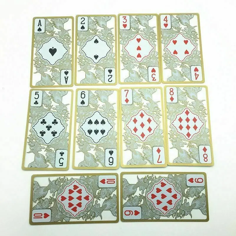 Waterproof Transparent Plastic Poker Gold Edge Playing Cards Dragon Card Game