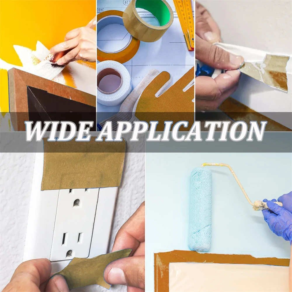 Fita removível de pintores marrons, Marcação Decorativa de Propósito Geral, Mascaramento Fácil Remoção, Home Office Artesanato DIY, 3 Rolls Rotulagem