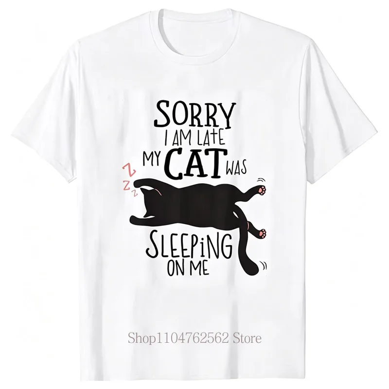 Sorry Cat Graphic Print T-shirts for Women Summer Casual Fashion High Street Tops Vintage Crew Neck Short Sleeve T-shirts